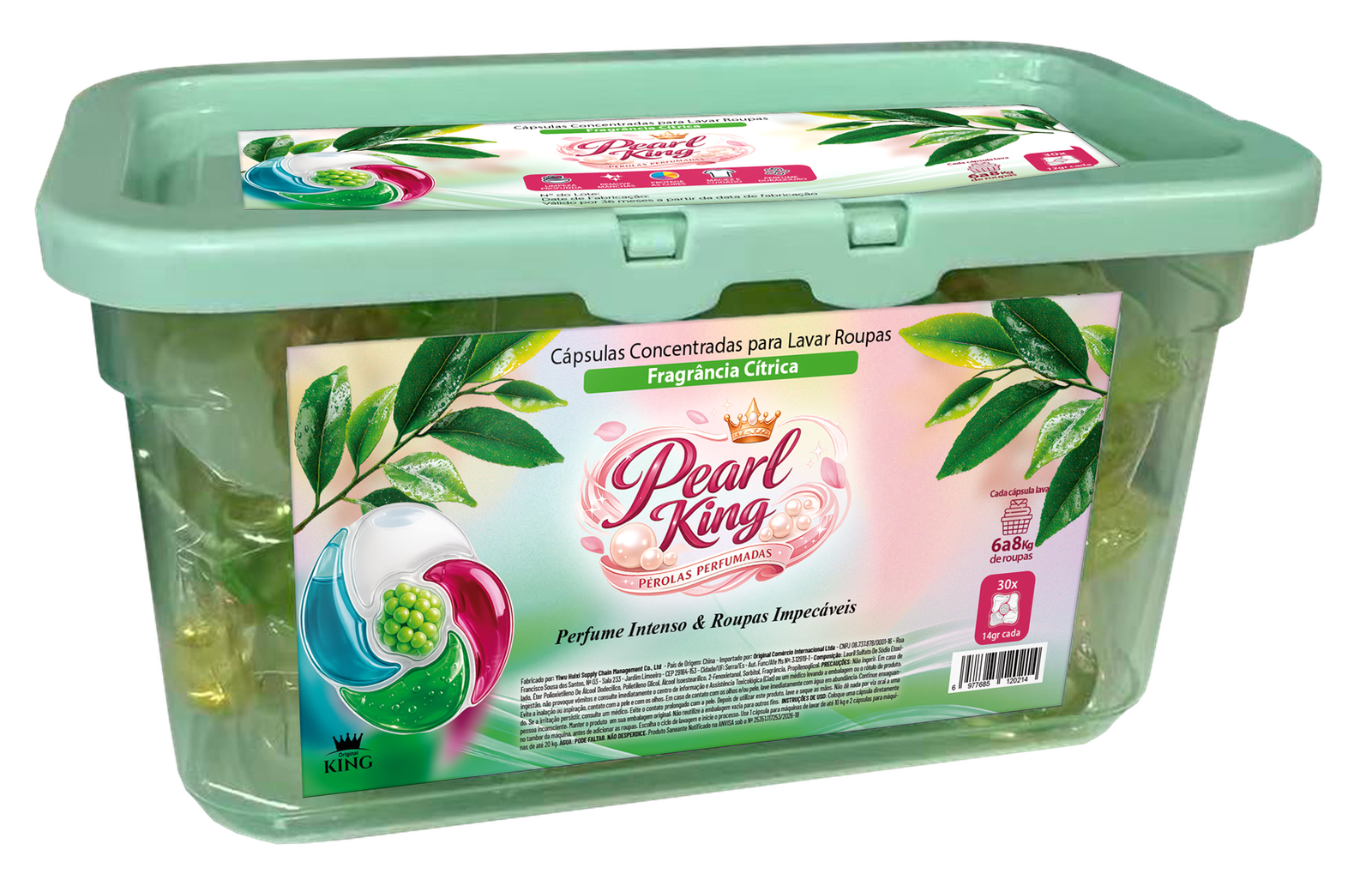 Embalagem Pearl King com fragrância Cítrica