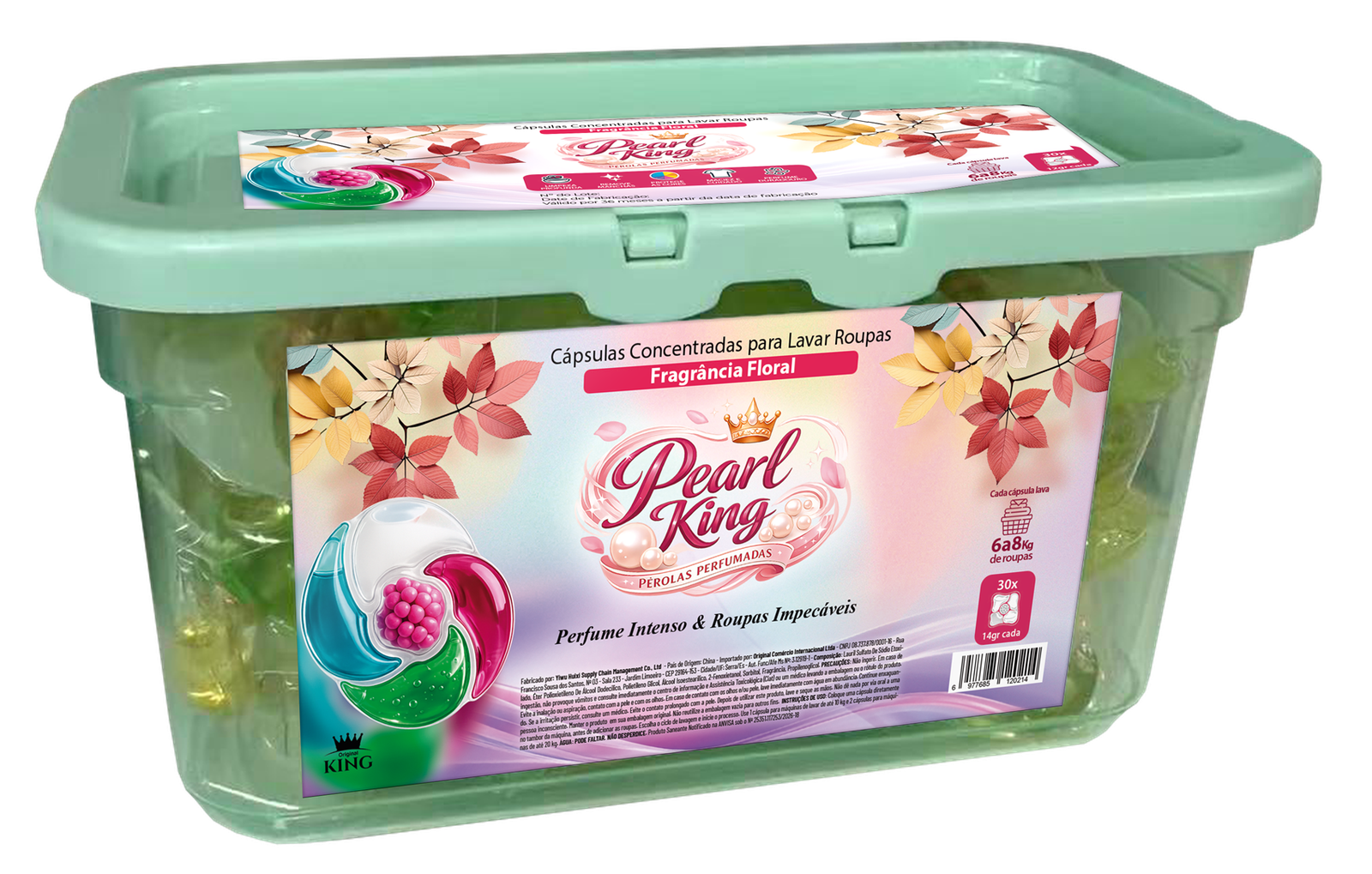 Embalagem Pearl King com fragrância Floral