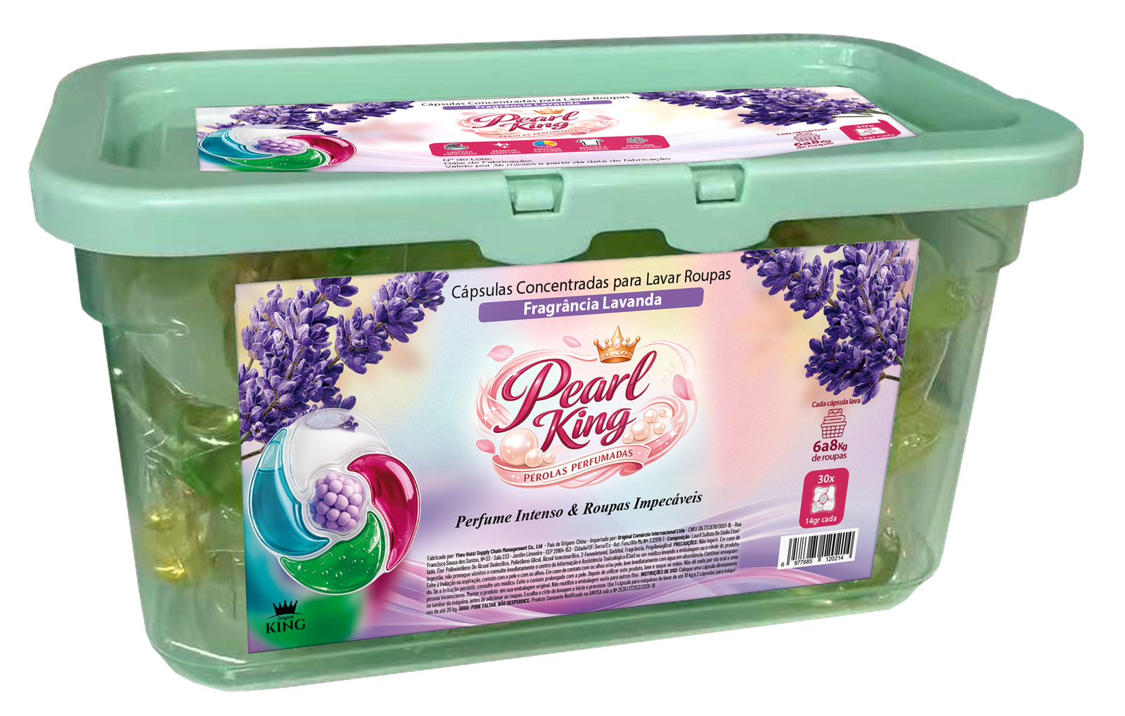 Embalagem Pearl King com fragrância Lavanda