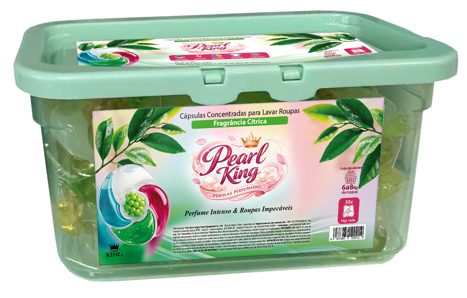 Embalagem Pearl King Cítrica no topo da pilha